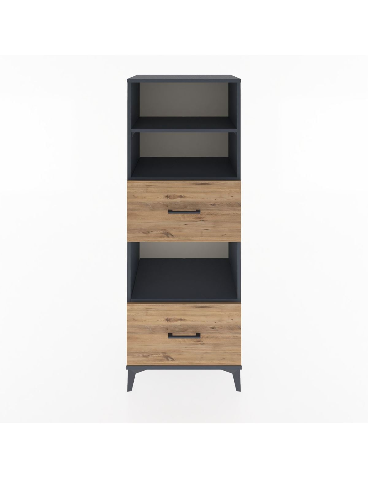 Hyperion Dolap 3 Raflı 2 Çekmeceli 60x44x163 Antrasit-Çam