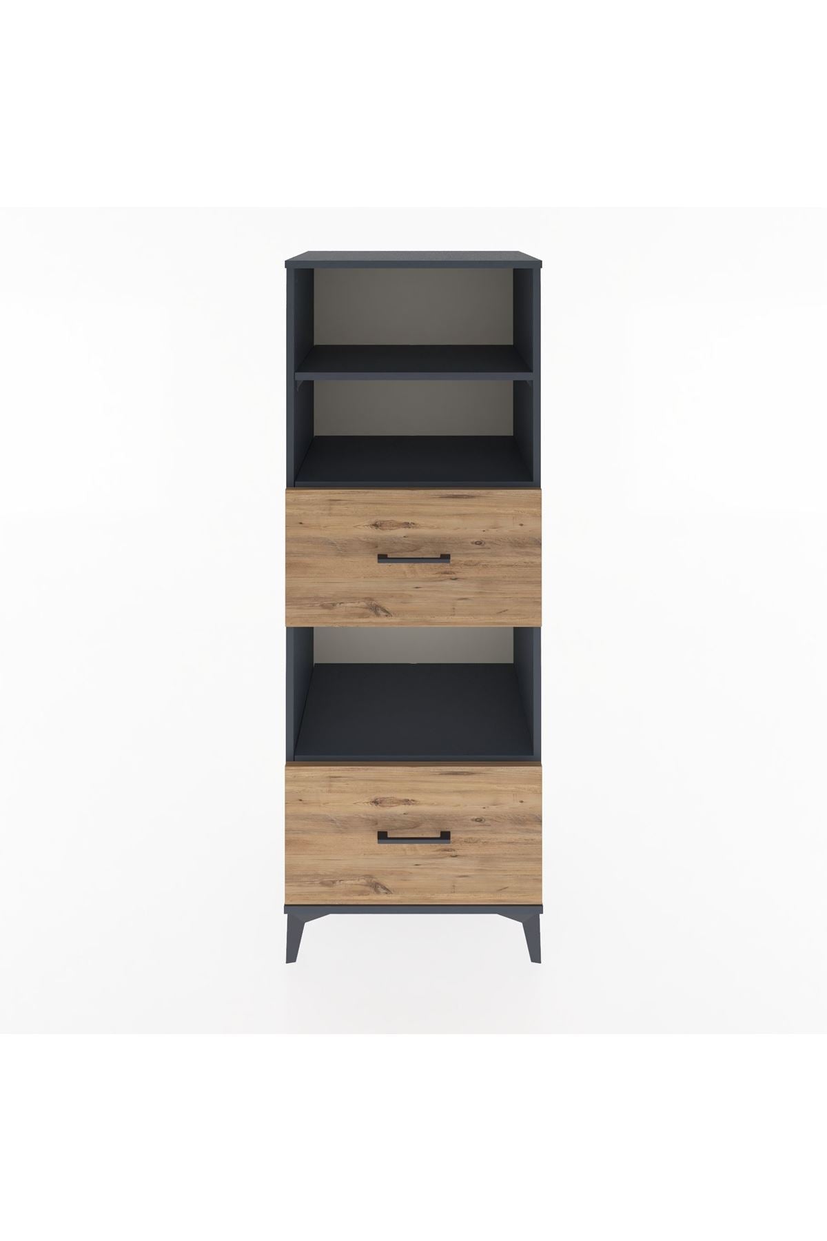 Hyperion Dolap 3 Raflı 2 Çekmeceli 60x44x163 Antrasit-Çam