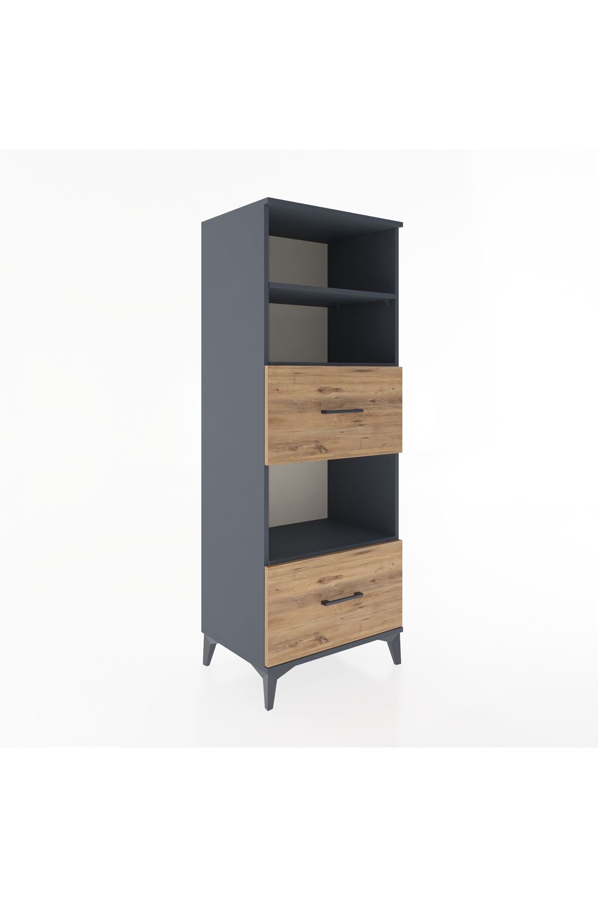 Hyperion Dolap 3 Raflı 2 Çekmeceli 60x44x163 Antrasit-Çam