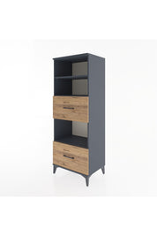 Hyperion Dolap 3 Raflı 2 Çekmeceli 60x44x163 Antrasit-Çam