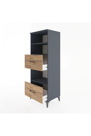 Hyperion Dolap 3 Raflı 2 Çekmeceli 60x44x163 Antrasit-Çam