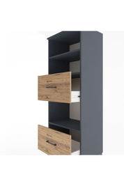Hyperion Dolap 3 Raflı 2 Çekmeceli 60x44x163 Antrasit-Çam