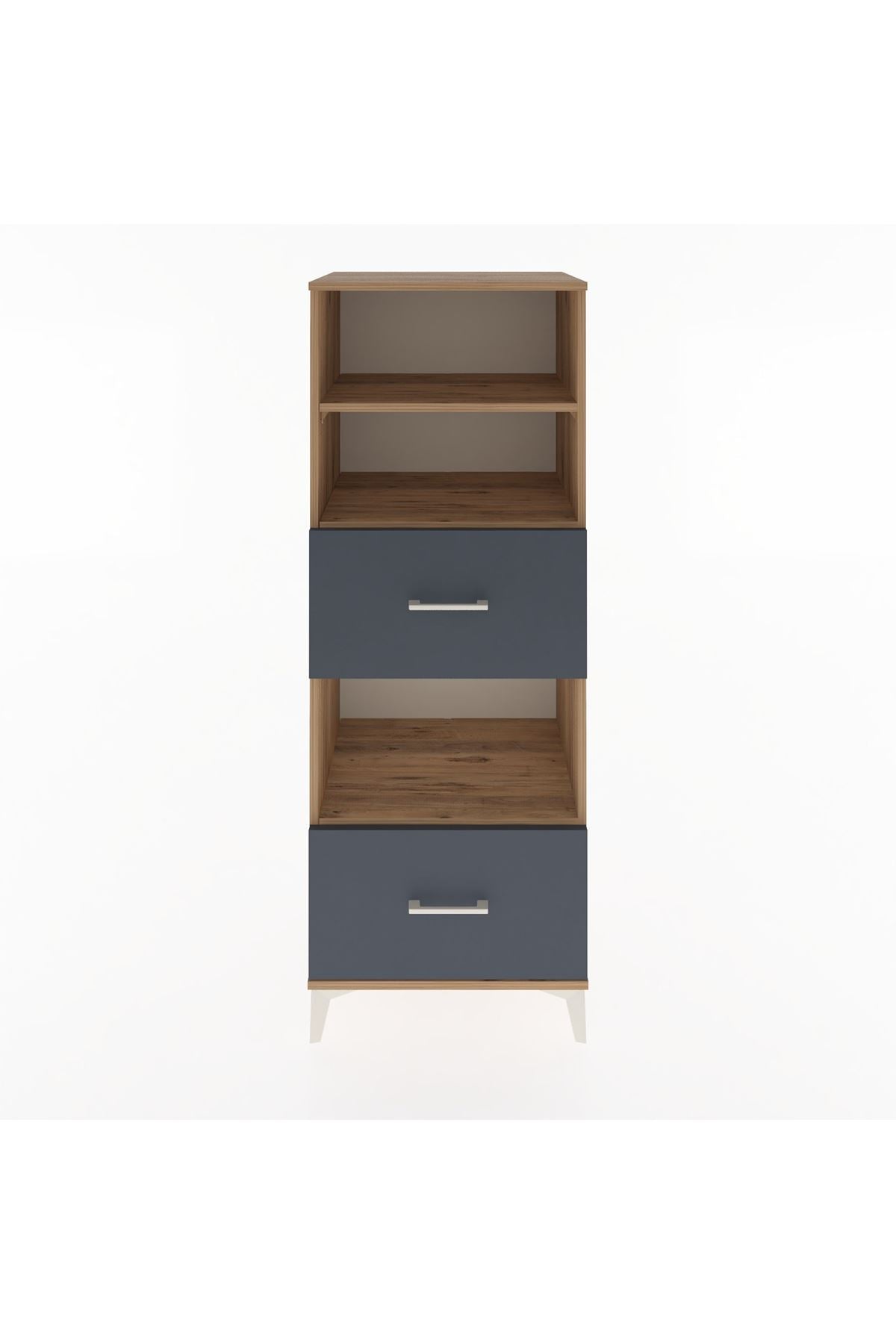 Hyperion Dolap 3 Raflı 2 Çekmeceli 60x44x163 Çam-Antrasit