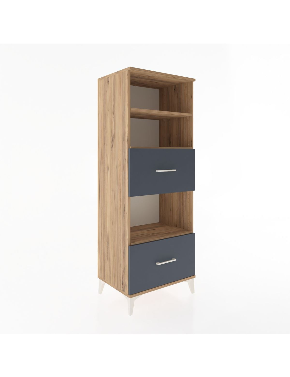 Hyperion Dolap 3 Raflı 2 Çekmeceli 60x44x163 Çam-Antrasit