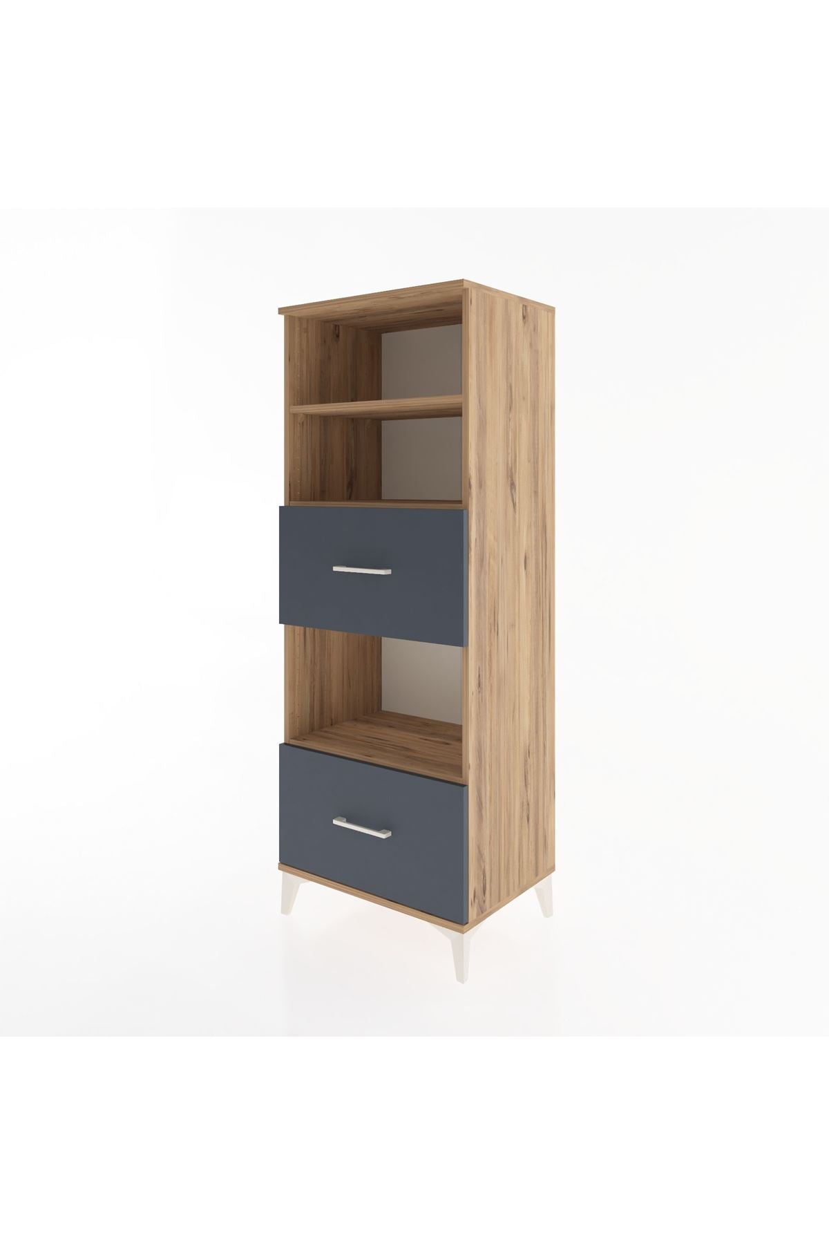 Hyperion Dolap 3 Raflı 2 Çekmeceli 60x44x163 Çam-Antrasit