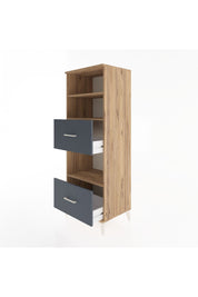 Hyperion Dolap 3 Raflı 2 Çekmeceli 60x44x163 Çam-Antrasit