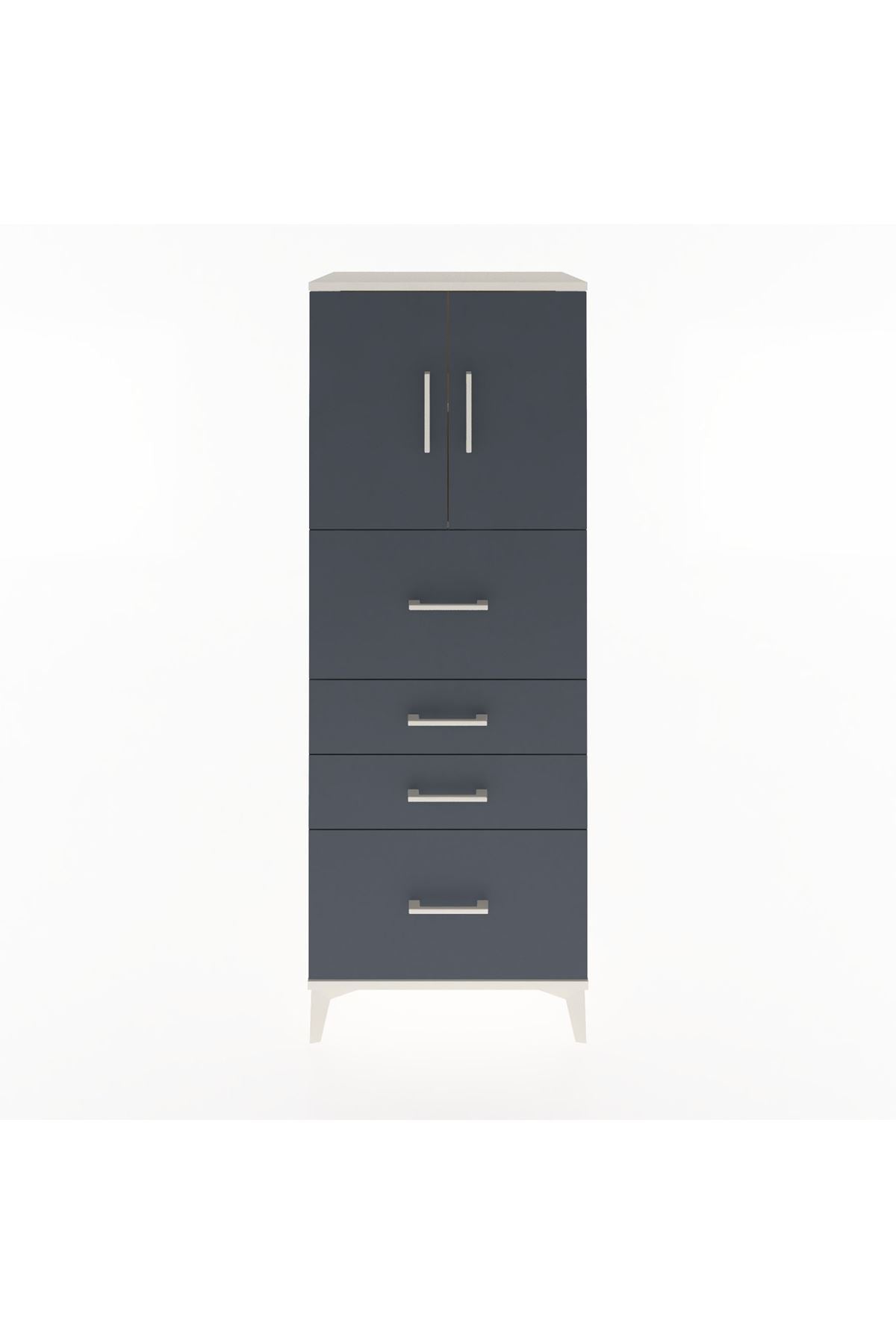 Hyperion Dolap 2 Raflı 4 Çekmeceli 2 Kapaklı 60x44x163 Aytaşı-Antrasit