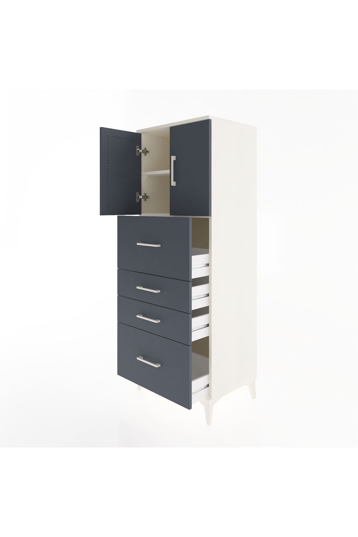 Hyperion Dolap 2 Raflı 4 Çekmeceli 2 Kapaklı 60x44x163 Aytaşı-Antrasit