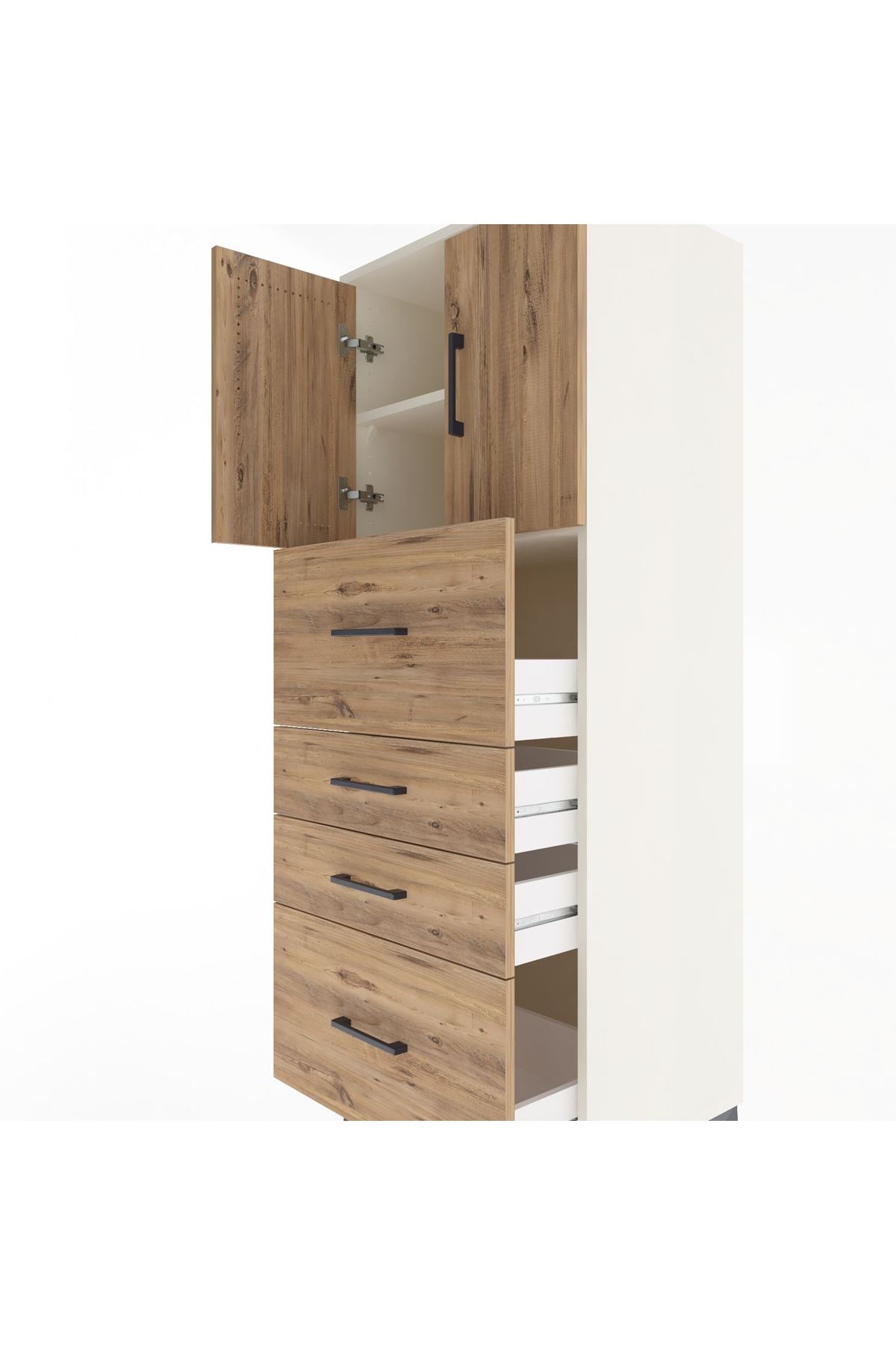 Hyperion Dolap 2 Raflı 4 Çekmeceli 2 Kapaklı 60x44x163 Aytaşı-Çam