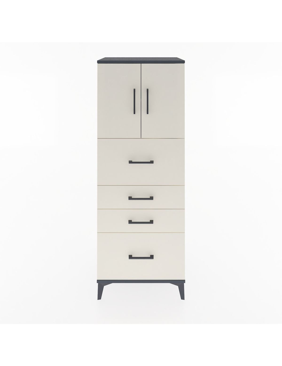 Hyperion Dolap 2 Raflı 4 Çekmeceli 2 Kapaklı 60x44x163 Antrasit-Aytaşı