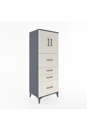 Hyperion Dolap 2 Raflı 4 Çekmeceli 2 Kapaklı 60x44x163 Antrasit-Aytaşı