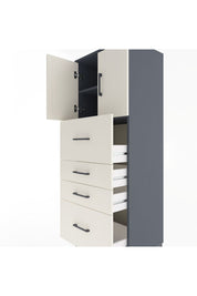 Hyperion Dolap 2 Raflı 4 Çekmeceli 2 Kapaklı 60x44x163 Antrasit-Aytaşı