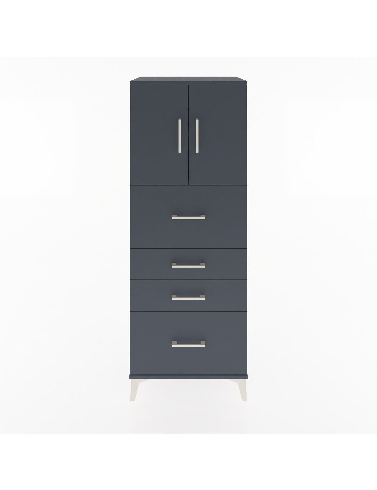 Hyperion Dolap 2 Raflı 4 Çekmeceli 2 Kapaklı 60x44x163 Antrasit-Antrasit