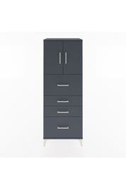 Hyperion Dolap 2 Raflı 4 Çekmeceli 2 Kapaklı 60x44x163 Antrasit-Antrasit