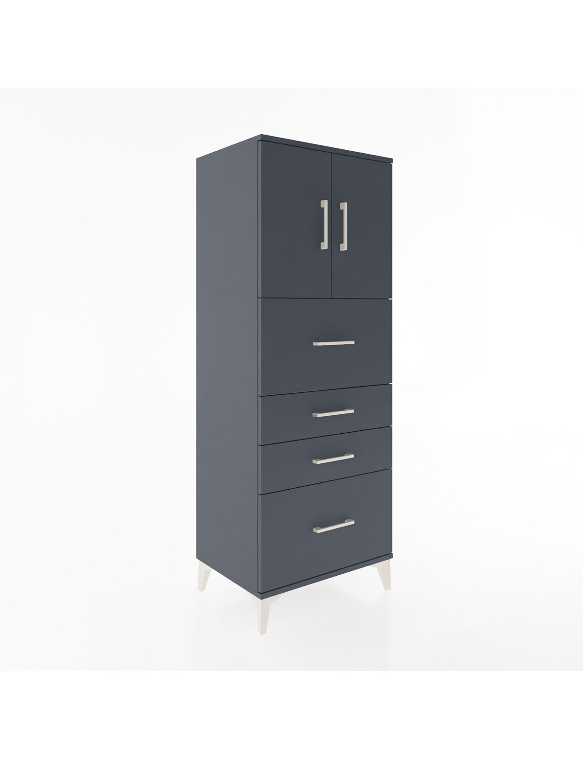 Hyperion Dolap 2 Raflı 4 Çekmeceli 2 Kapaklı 60x44x163 Antrasit-Antrasit