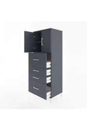 Hyperion Dolap 2 Raflı 4 Çekmeceli 2 Kapaklı 60x44x163 Antrasit-Antrasit