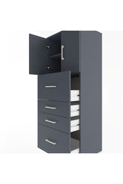 Hyperion Dolap 2 Raflı 4 Çekmeceli 2 Kapaklı 60x44x163 Antrasit-Antrasit