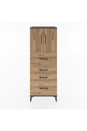 Hyperion Dolap 2 Raflı 4 Çekmeceli 2 Kapaklı 60x44x163 Antrasit-Çam