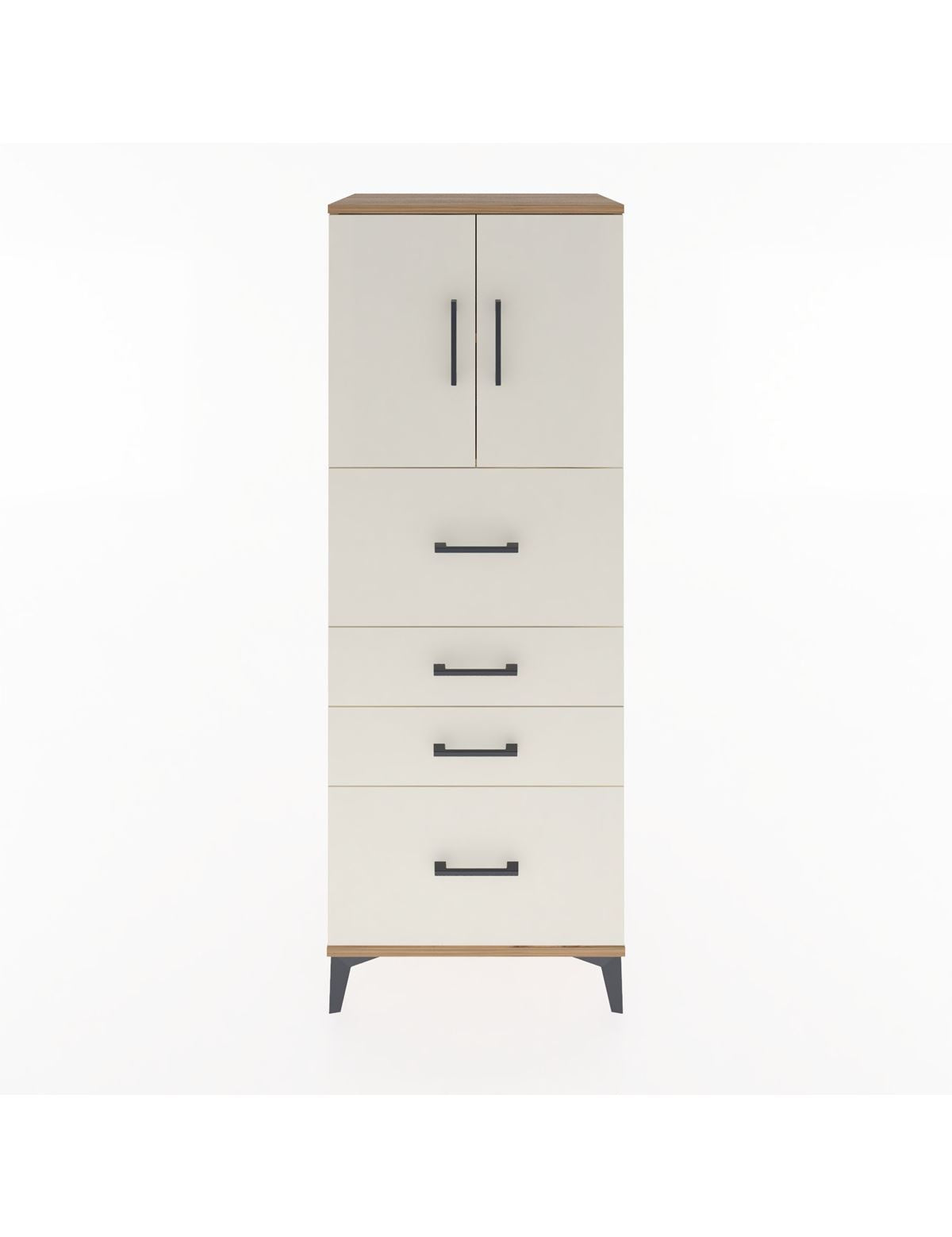 Hyperion Dolap 2 Raflı 4 Çekmeceli 2 Kapaklı 60x44x163 Çam-Aytaşı