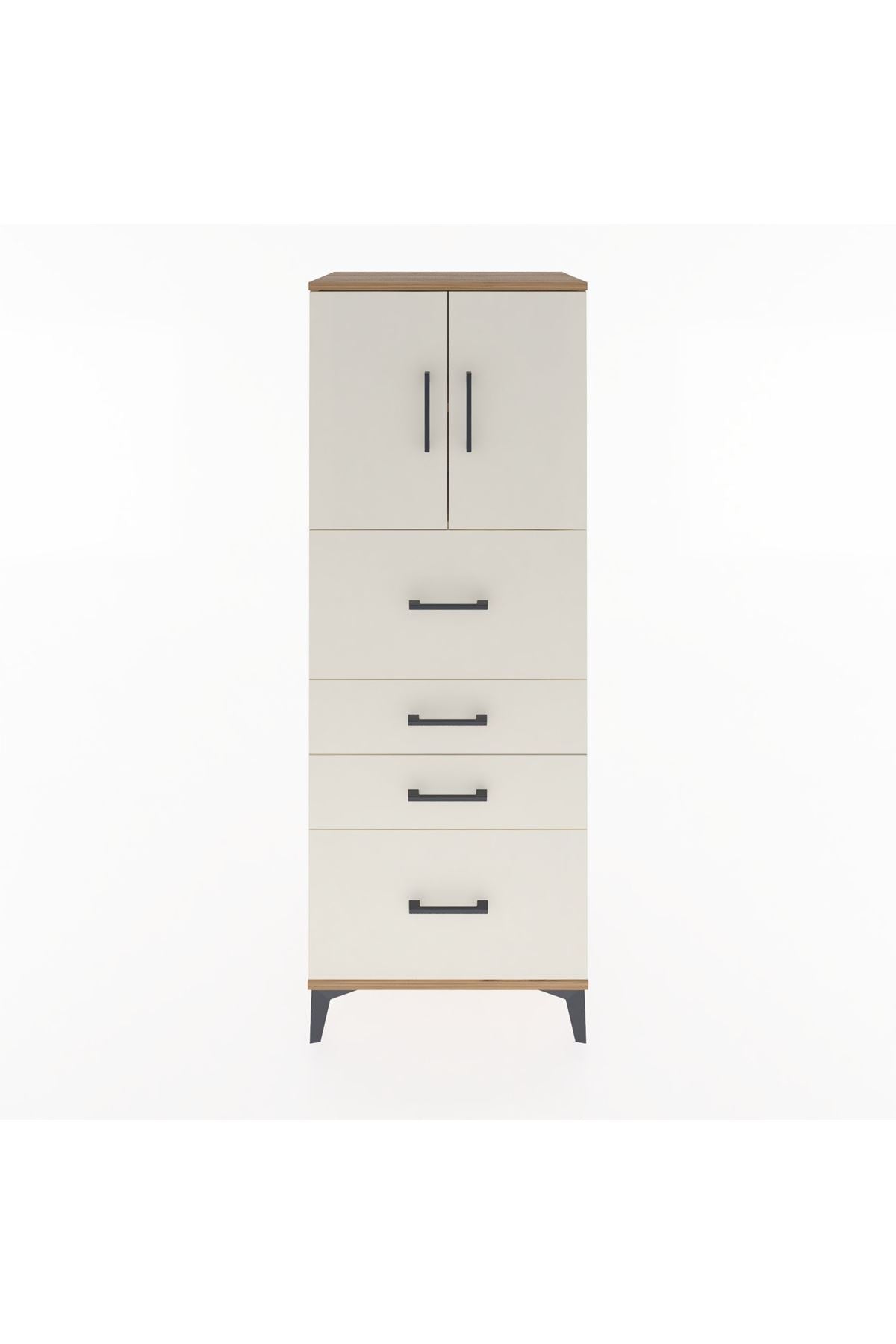 Hyperion Dolap 2 Raflı 4 Çekmeceli 2 Kapaklı 60x44x163 Çam-Aytaşı