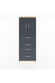 Hyperion Dolap 2 Raflı 4 Çekmeceli 2 Kapaklı 60x44x163 Çam-Antrasit