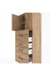 Hyperion Dolap 2 Raflı 4 Çekmeceli 2 Kapaklı 60x44x163 Çam-Çam