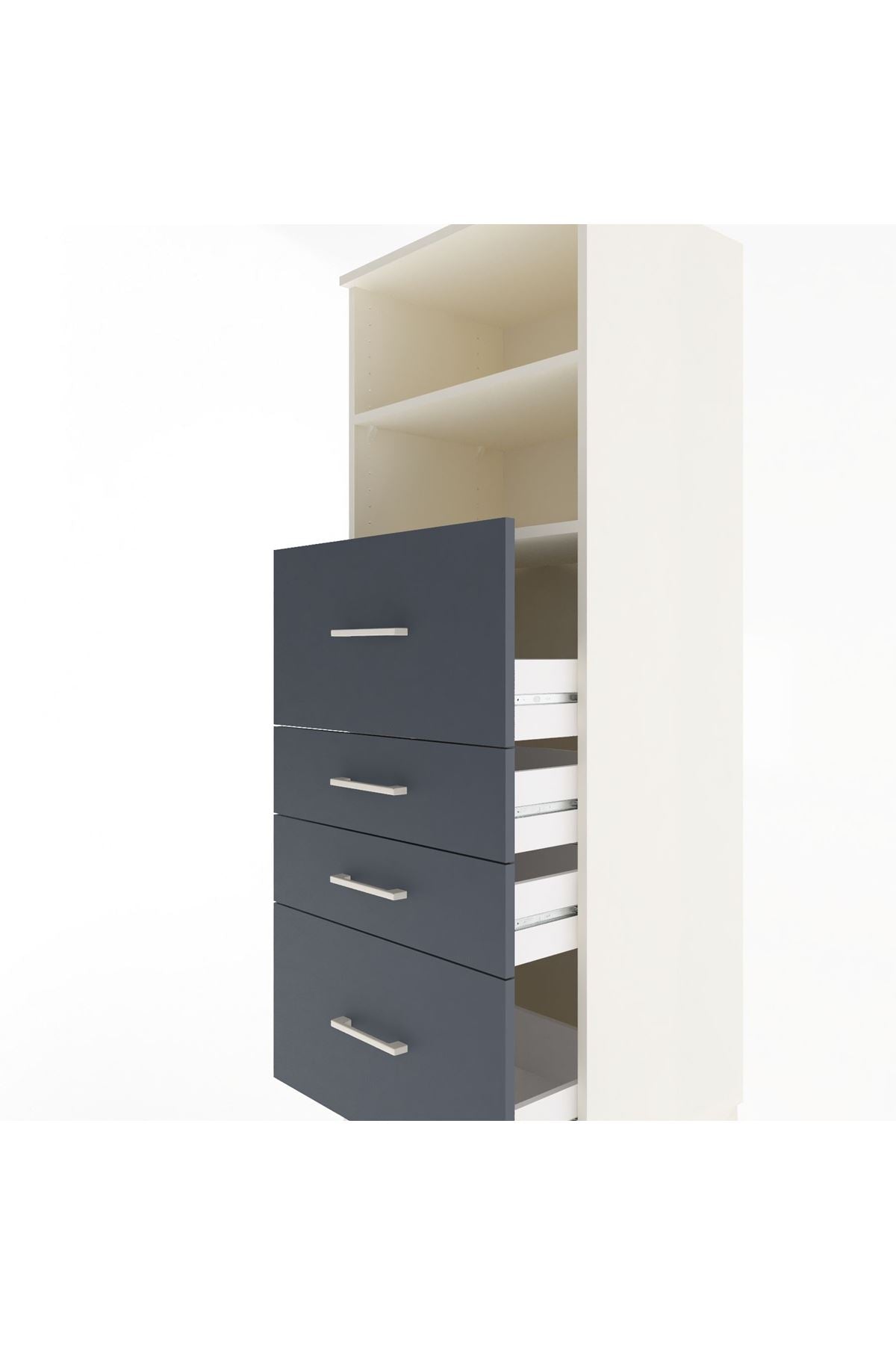 Hyperion Dolap 2 Raflı 4 Çekmeceli 60x44x163 Aytaşı-Antrasit