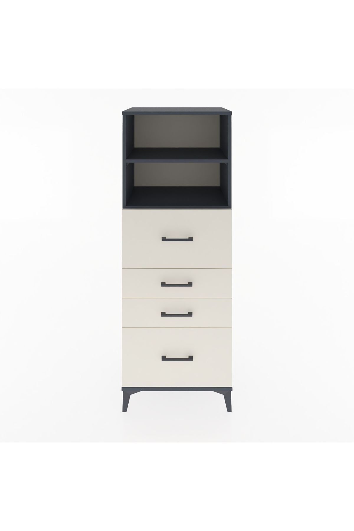 Hyperion Dolap 2 Raflı 4 Çekmeceli 60x44x163 Antrasit-Aytaşı