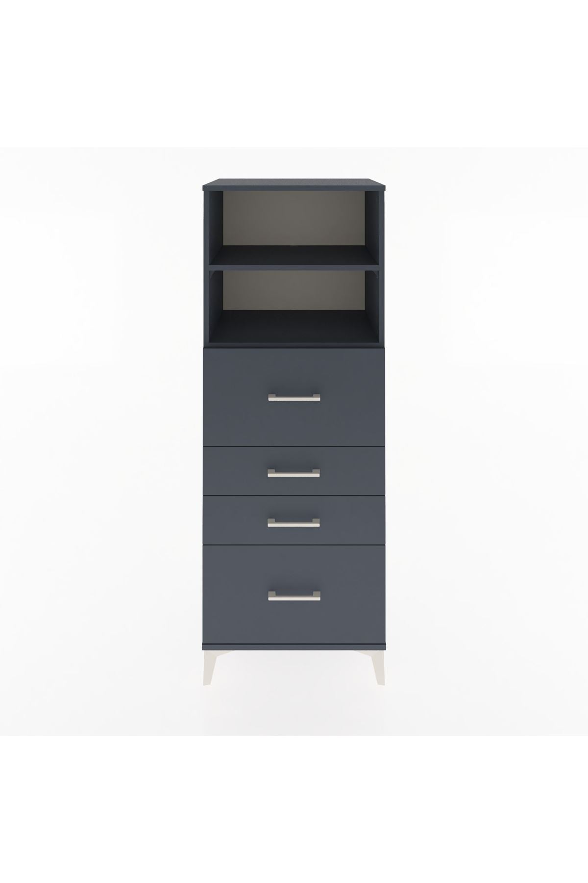 Hyperion Dolap 2 Raflı 4 Çekmeceli 60x44x163 Antrasit-Antrasit