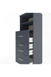 Hyperion Dolap 2 Raflı 4 Çekmeceli 60x44x163 Antrasit-Antrasit