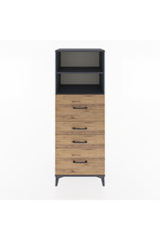 Hyperion Dolap 2 Raflı 4 Çekmeceli 60x44x163 Antrasit-Çam