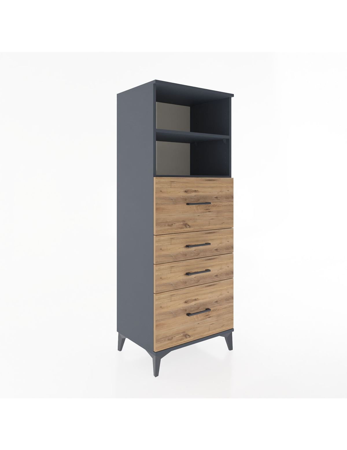 Hyperion Dolap 2 Raflı 4 Çekmeceli 60x44x163 Antrasit-Çam