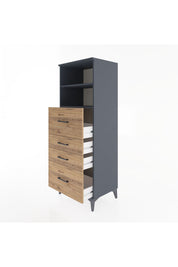 Hyperion Dolap 2 Raflı 4 Çekmeceli 60x44x163 Antrasit-Çam