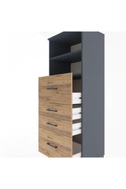 Hyperion Dolap 2 Raflı 4 Çekmeceli 60x44x163 Antrasit-Çam