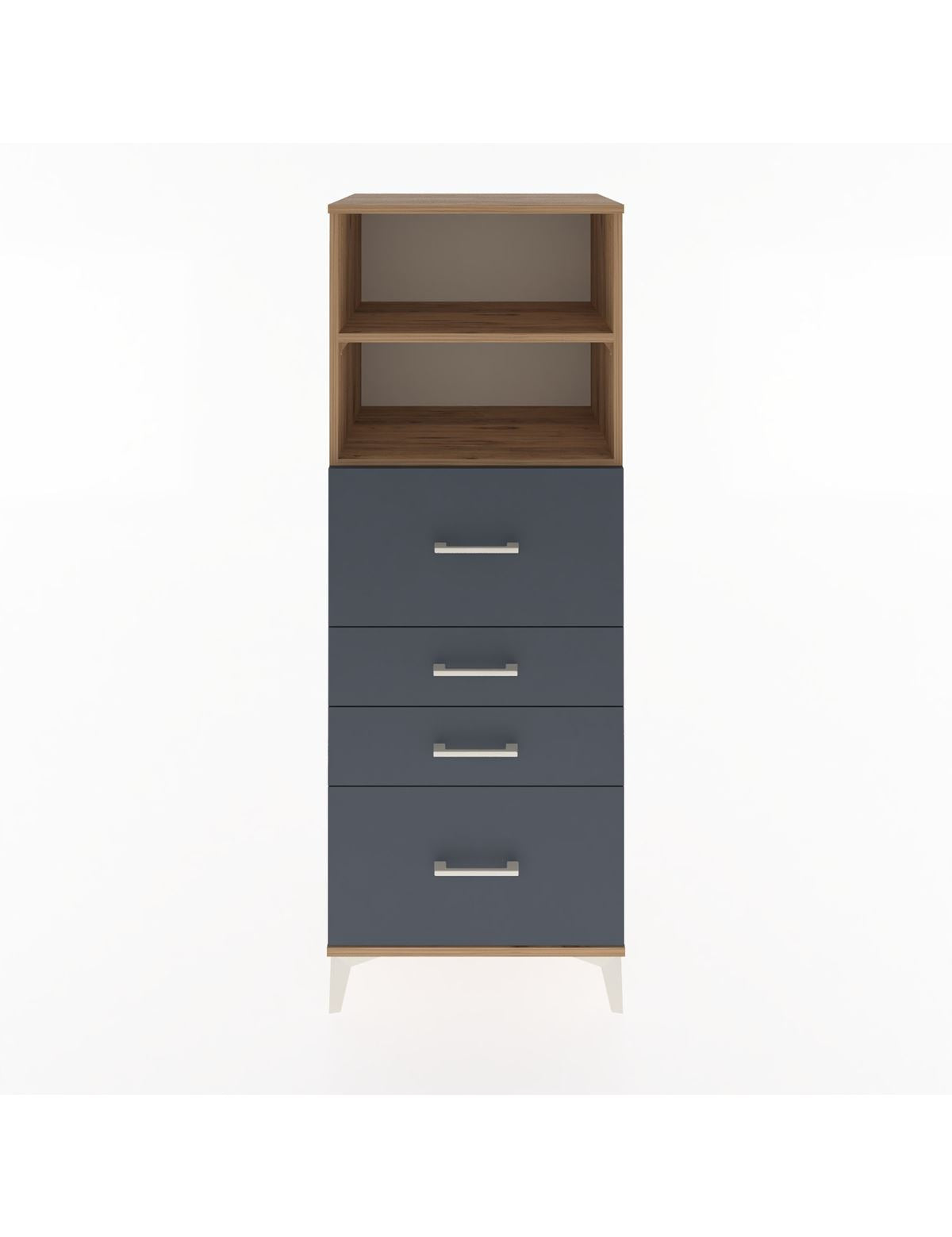 Hyperion Dolap 2 Raflı 4 Çekmeceli 60x44x163 Çam-Antrasit