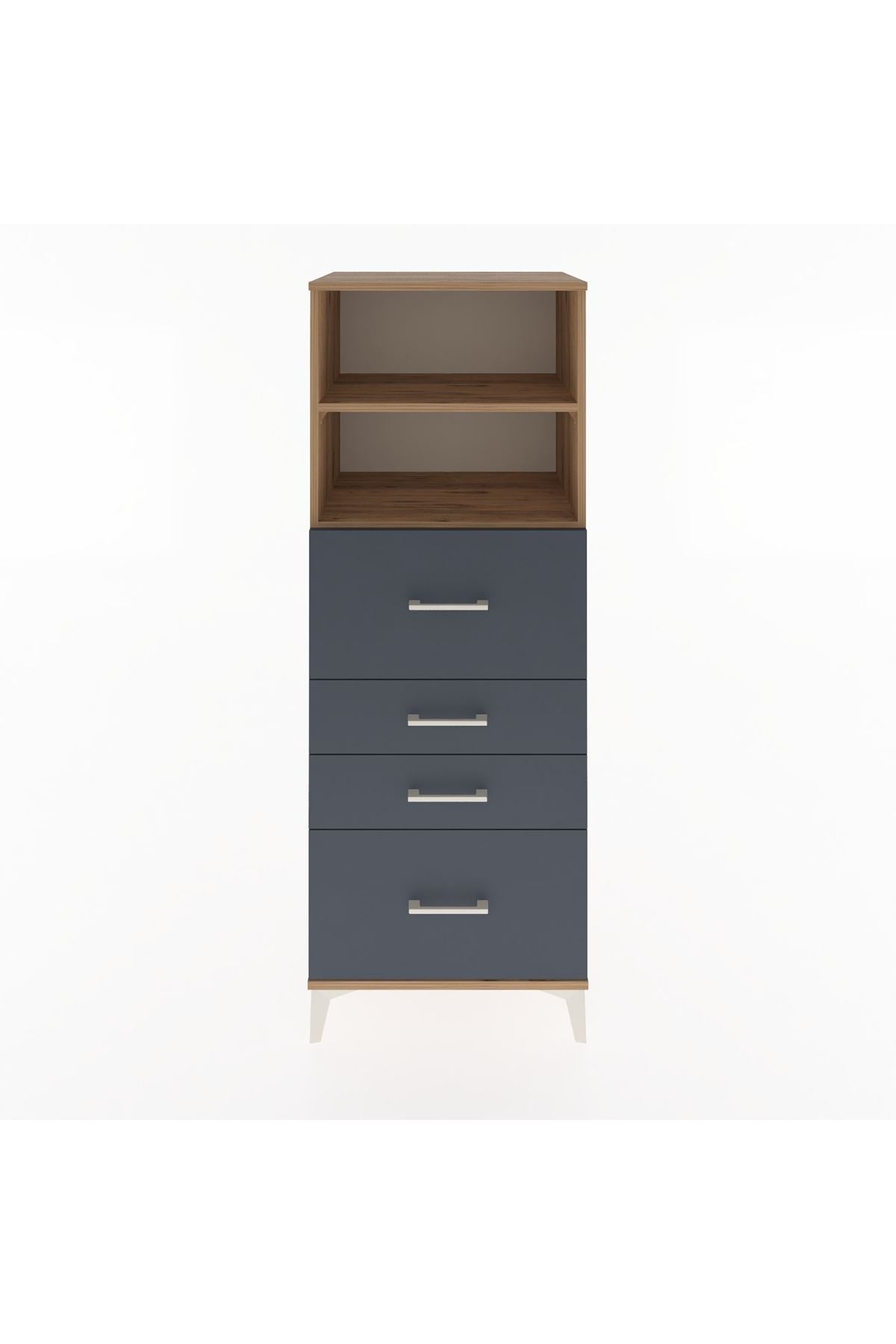 Hyperion Dolap 2 Raflı 4 Çekmeceli 60x44x163 Çam-Antrasit