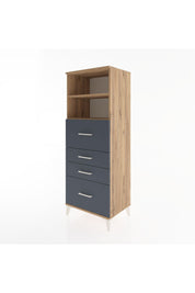 Hyperion Dolap 2 Raflı 4 Çekmeceli 60x44x163 Çam-Antrasit