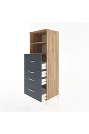 Hyperion Dolap 2 Raflı 4 Çekmeceli 60x44x163 Çam-Antrasit