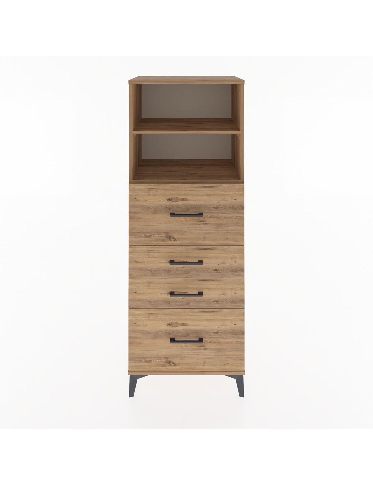 Hyperion Dolap 2 Raflı 4 Çekmeceli 60x44x163 Çam-Çam