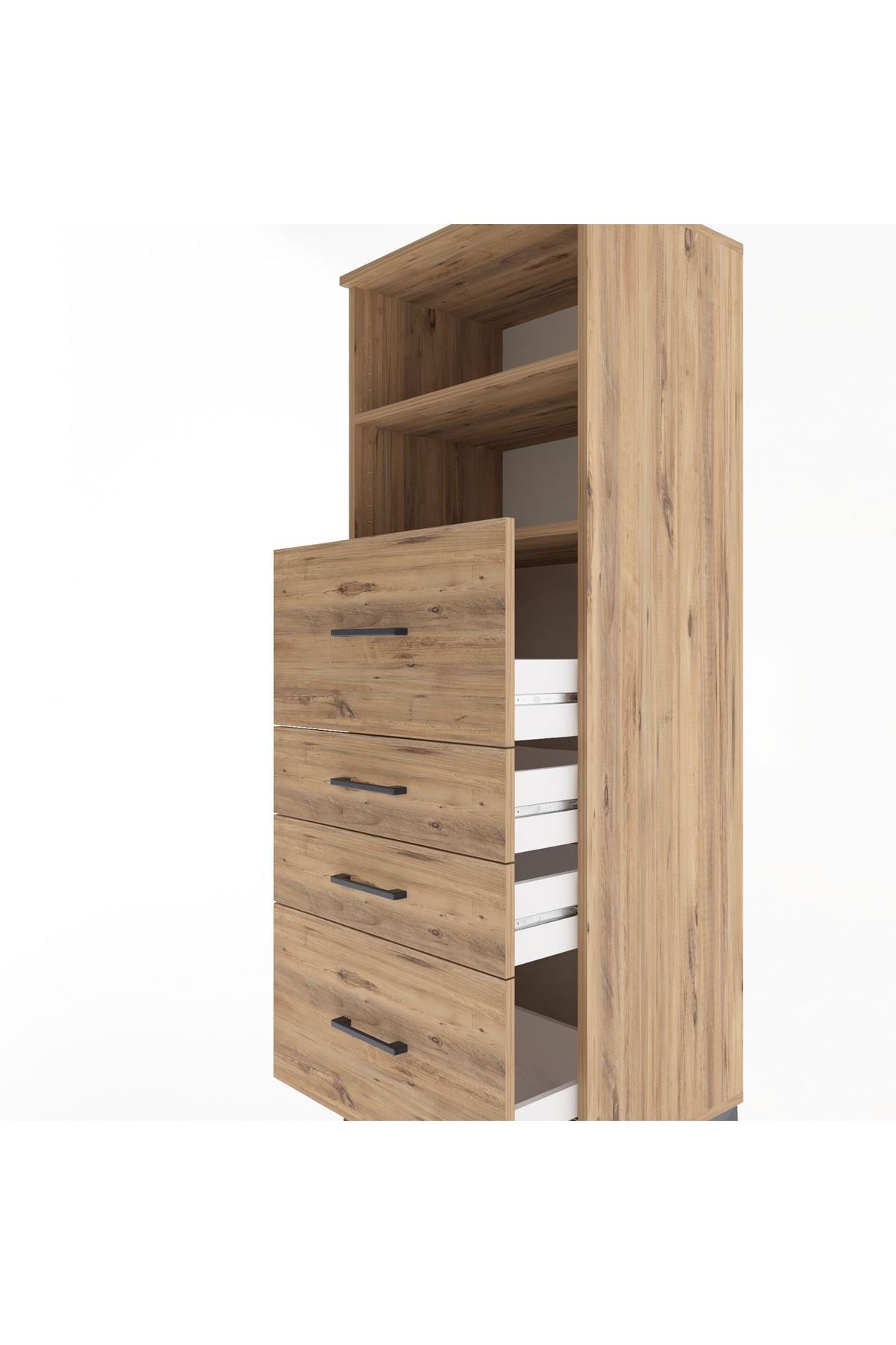 Hyperion Dolap 2 Raflı 4 Çekmeceli 60x44x163 Çam-Çam