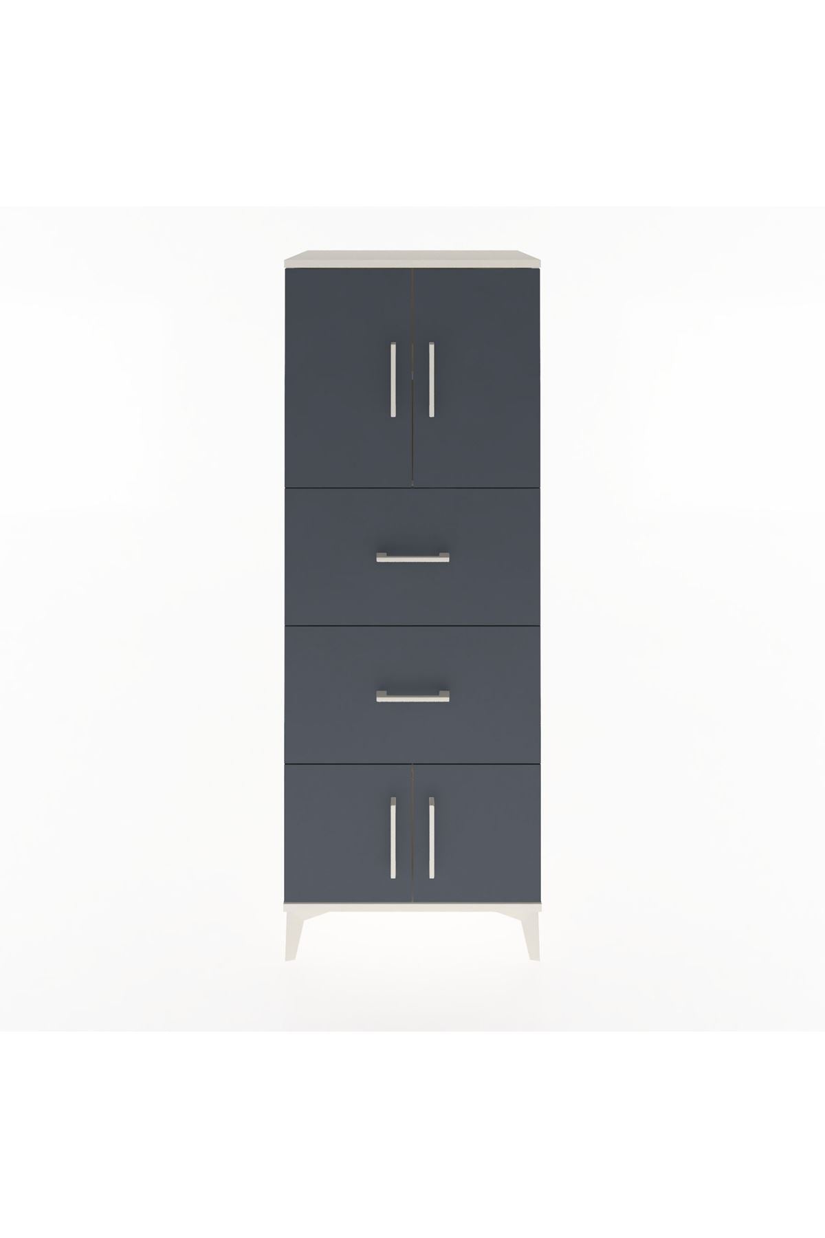 Hyperion Dolap 2 Raflı 2 Çekmeceli 4 Kapaklı 60x44x163 Aytaşı-Antrasit