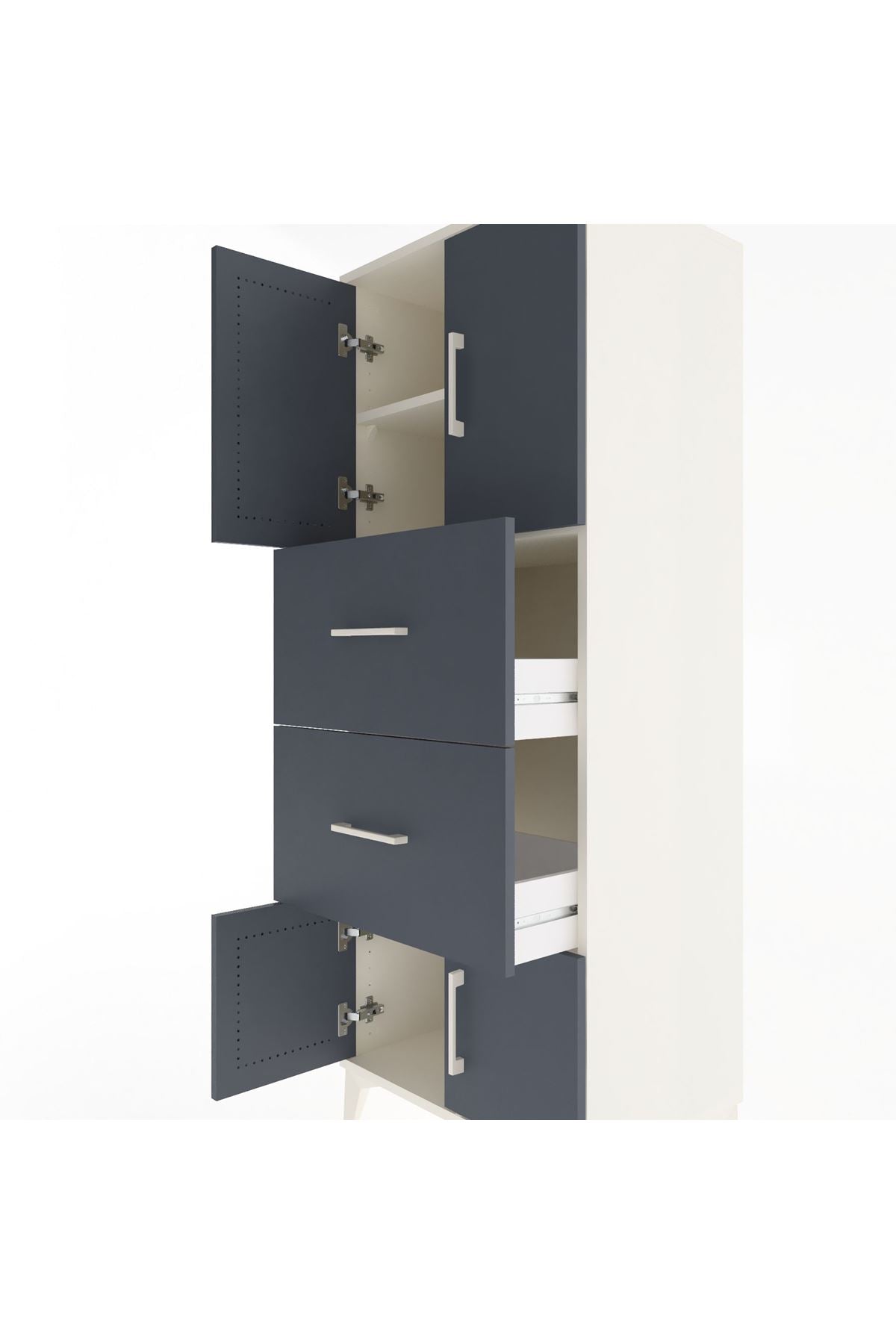 Hyperion Dolap 2 Raflı 2 Çekmeceli 4 Kapaklı 60x44x163 Aytaşı-Antrasit