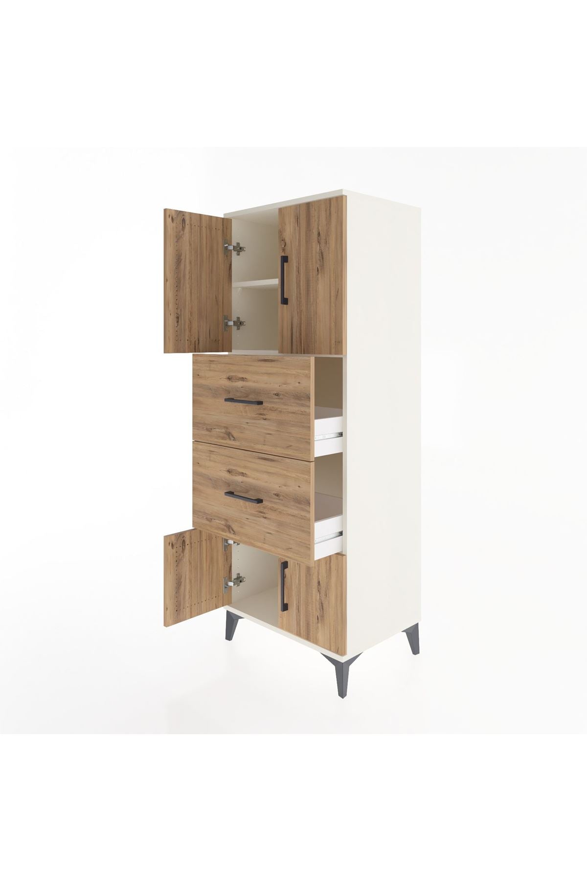 Hyperion Dolap 2 Raflı 2 Çekmeceli 4 Kapaklı 60x44x163 Aytaşı-Çam