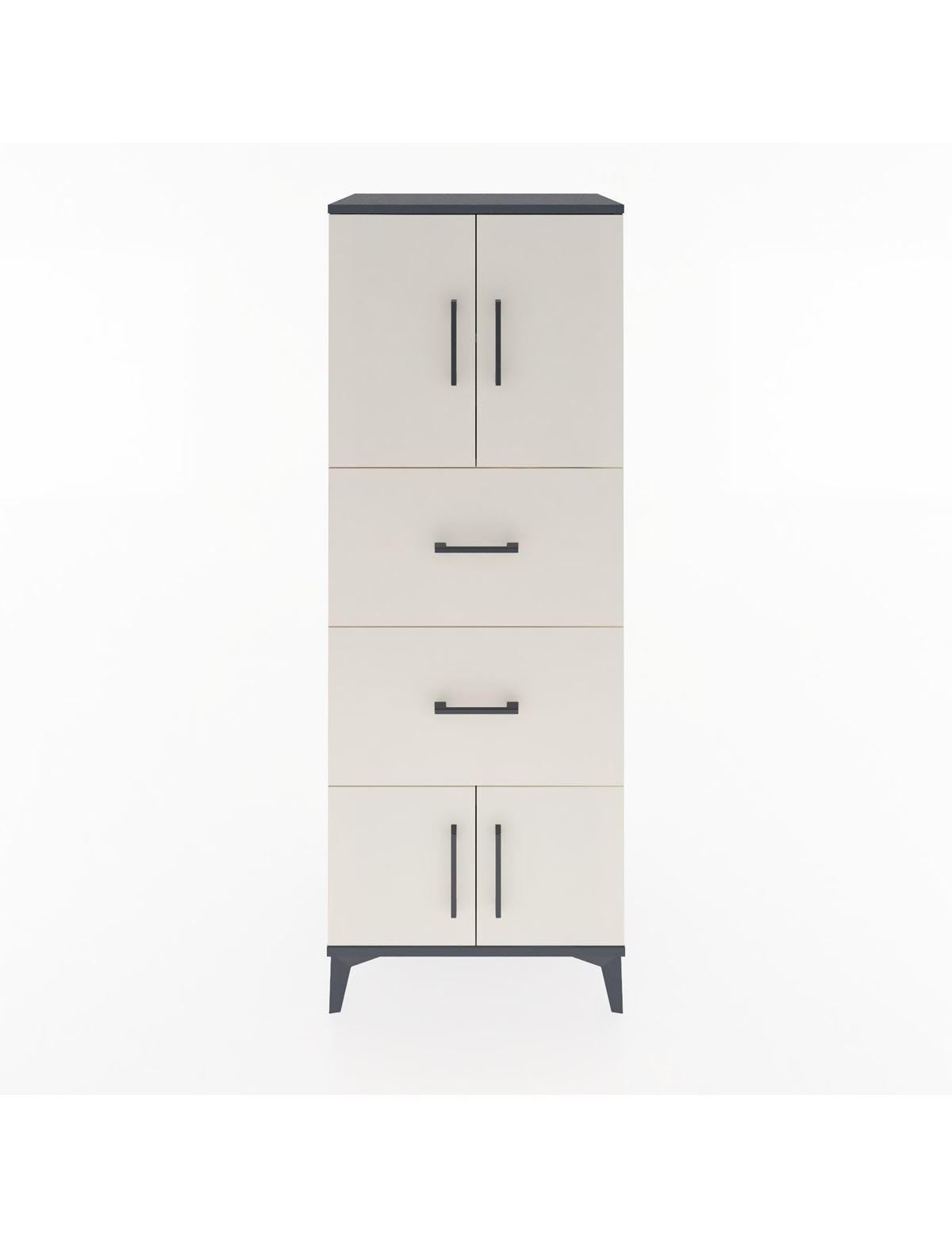 Hyperion Dolap 2 Raflı 2 Çekmeceli 4 Kapaklı 60x44x163 Antrasit-Aytaşı