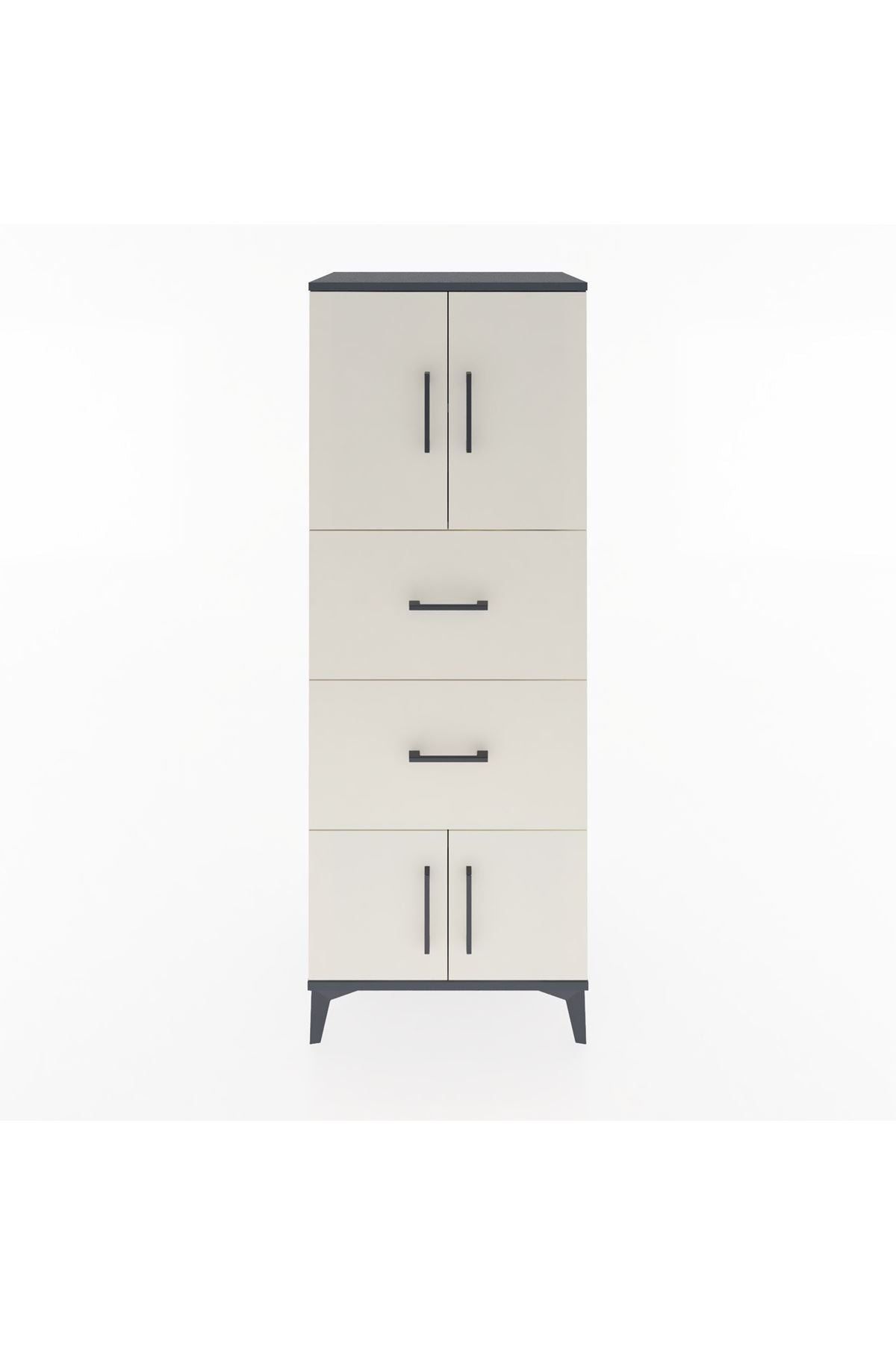 Hyperion Dolap 2 Raflı 2 Çekmeceli 4 Kapaklı 60x44x163 Antrasit-Aytaşı