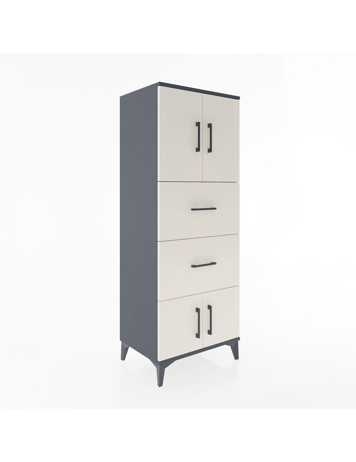 Hyperion Dolap 2 Raflı 2 Çekmeceli 4 Kapaklı 60x44x163 Antrasit-Aytaşı