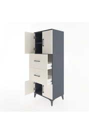 Hyperion Dolap 2 Raflı 2 Çekmeceli 4 Kapaklı 60x44x163 Antrasit-Aytaşı