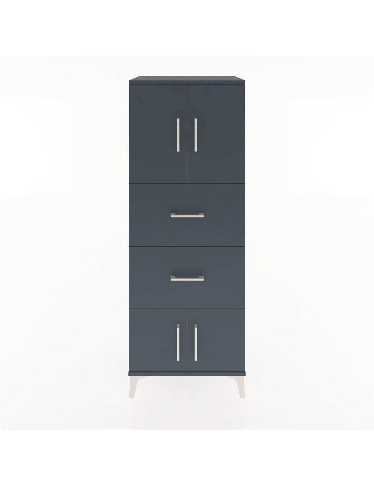 Hyperion Dolap 2 Raflı 2 Çekmeceli 4 Kapaklı 60x44x163 Antrasit-Antrasit