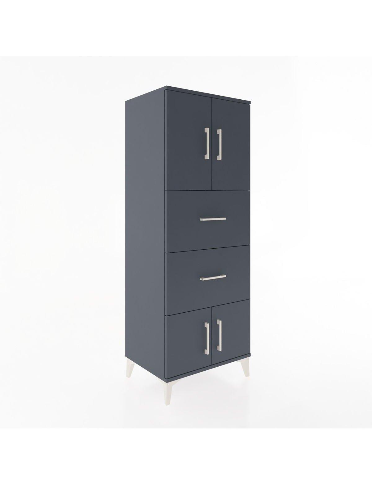 Hyperion Dolap 2 Raflı 2 Çekmeceli 4 Kapaklı 60x44x163 Antrasit-Antrasit