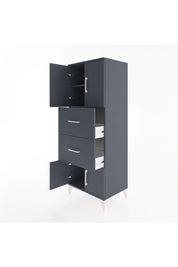 Hyperion Dolap 2 Raflı 2 Çekmeceli 4 Kapaklı 60x44x163 Antrasit-Antrasit